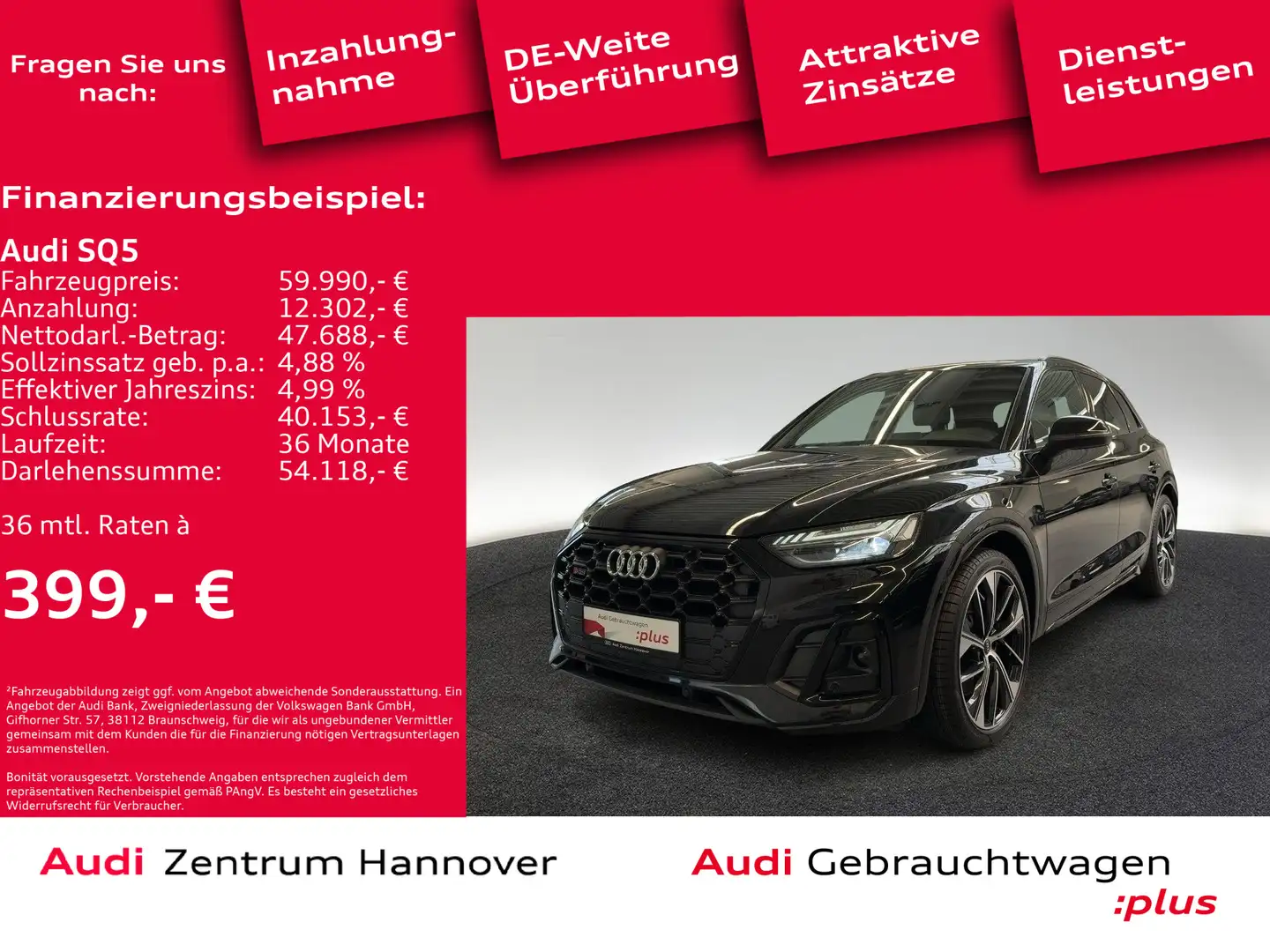 Audi SQ5 TDI 3,0 quattro AHK 21-Zoll B&O air suspensi Zwart - 2