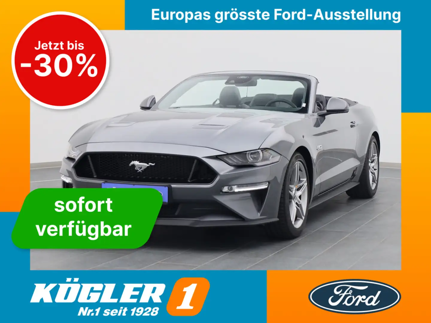 Ford Mustang GT Cabrio V8 450PS Aut./Premium 4 Gris - 1
