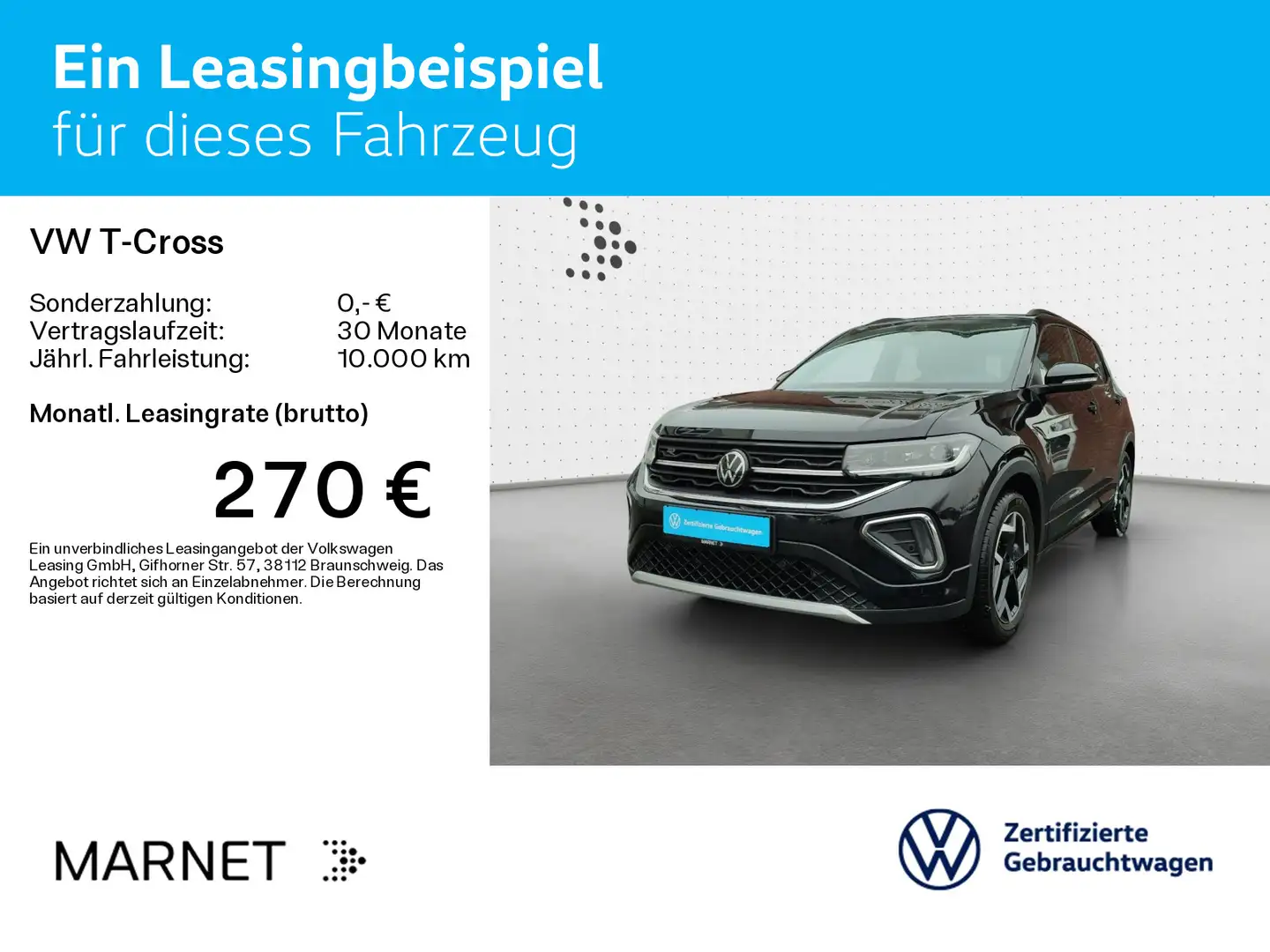 Volkswagen T-Cross 1.5 TSI DSG R-Line* Navi*AHK*IQ-Light*IQ Schwarz - 2