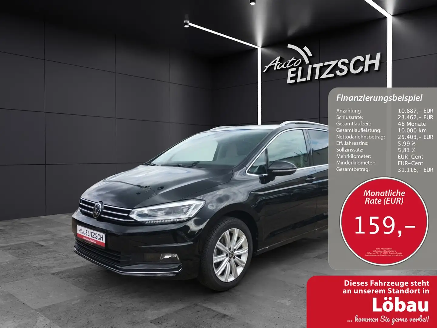Volkswagen Touran TDI Highline DSG LED AHK Navi ACC RFK 7Sitze Schwarz - 1