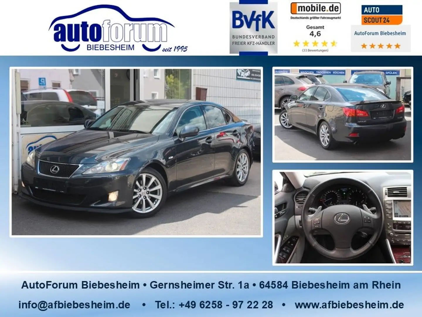 Lexus IS 250 Luxury Line Leder*Navi*R-Kamera*Xenon* Gris - 1