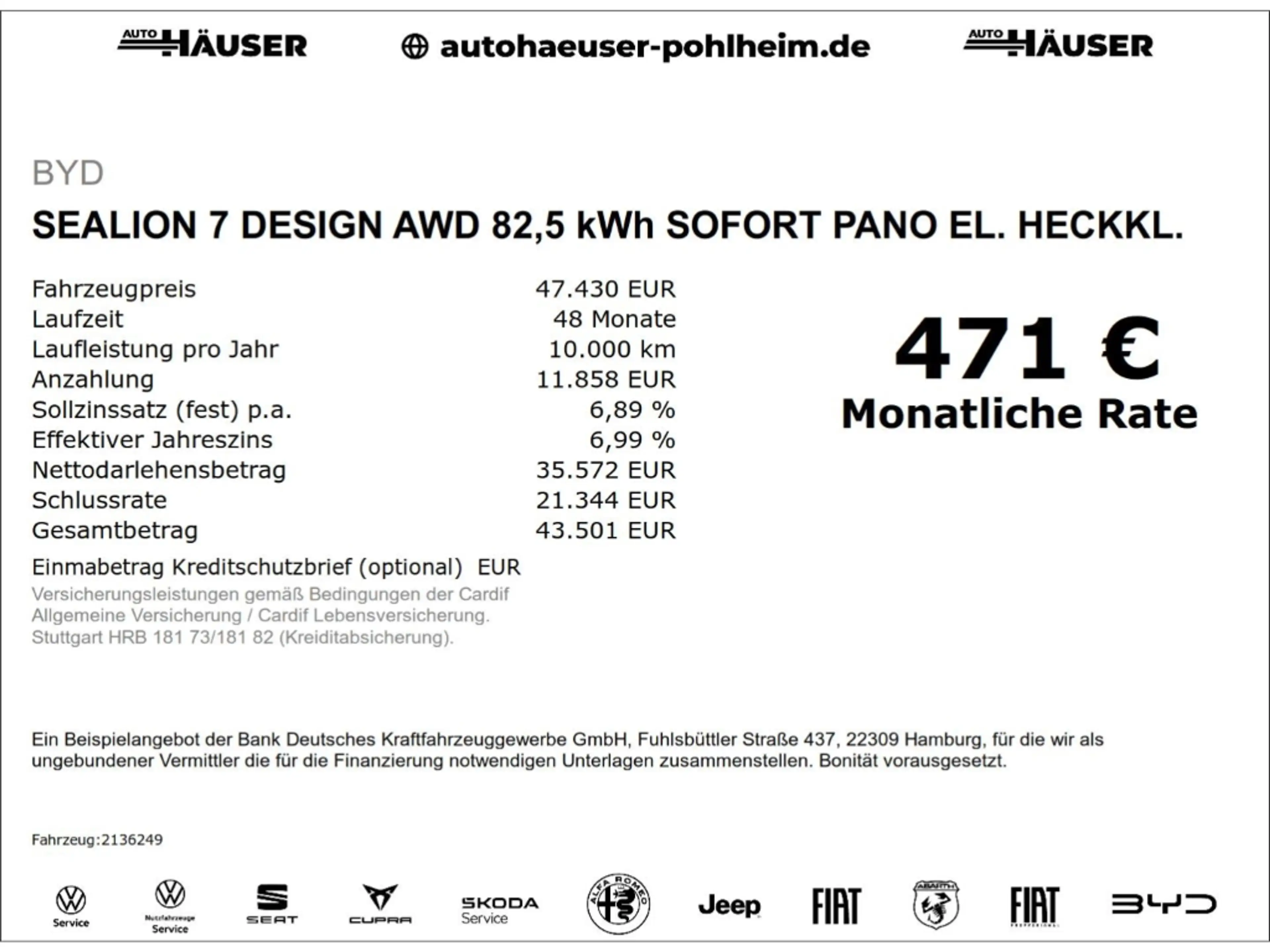 BYD Sealion 7 DESIGN AWD 82,5 kWh SOFORT PANO EL. HECKKL. WÄRMEP — photo 2