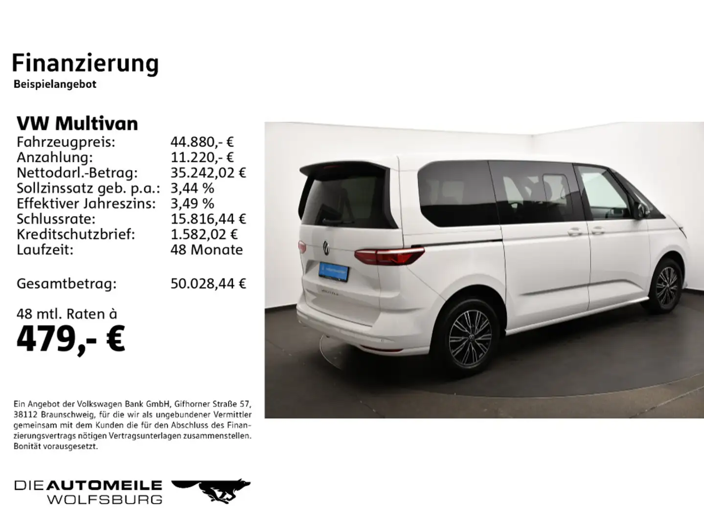 Volkswagen T7 Multivan T7 Multivan KÜ 2.0 TSI DSG AHK/ACC/Multilenk Weiß - 2