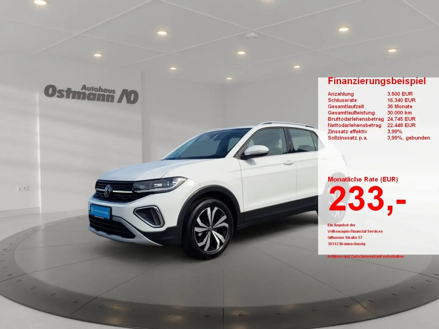 Volkswagen T-Cross 1.0 TSI 85 kW Style 2xKlima AUT Facelift Weiß - 1