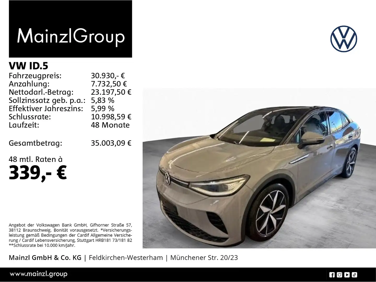Volkswagen ID.5 GTX 4Motion 77kWh(82kWh) AHK Matrix Pano Grau - 1