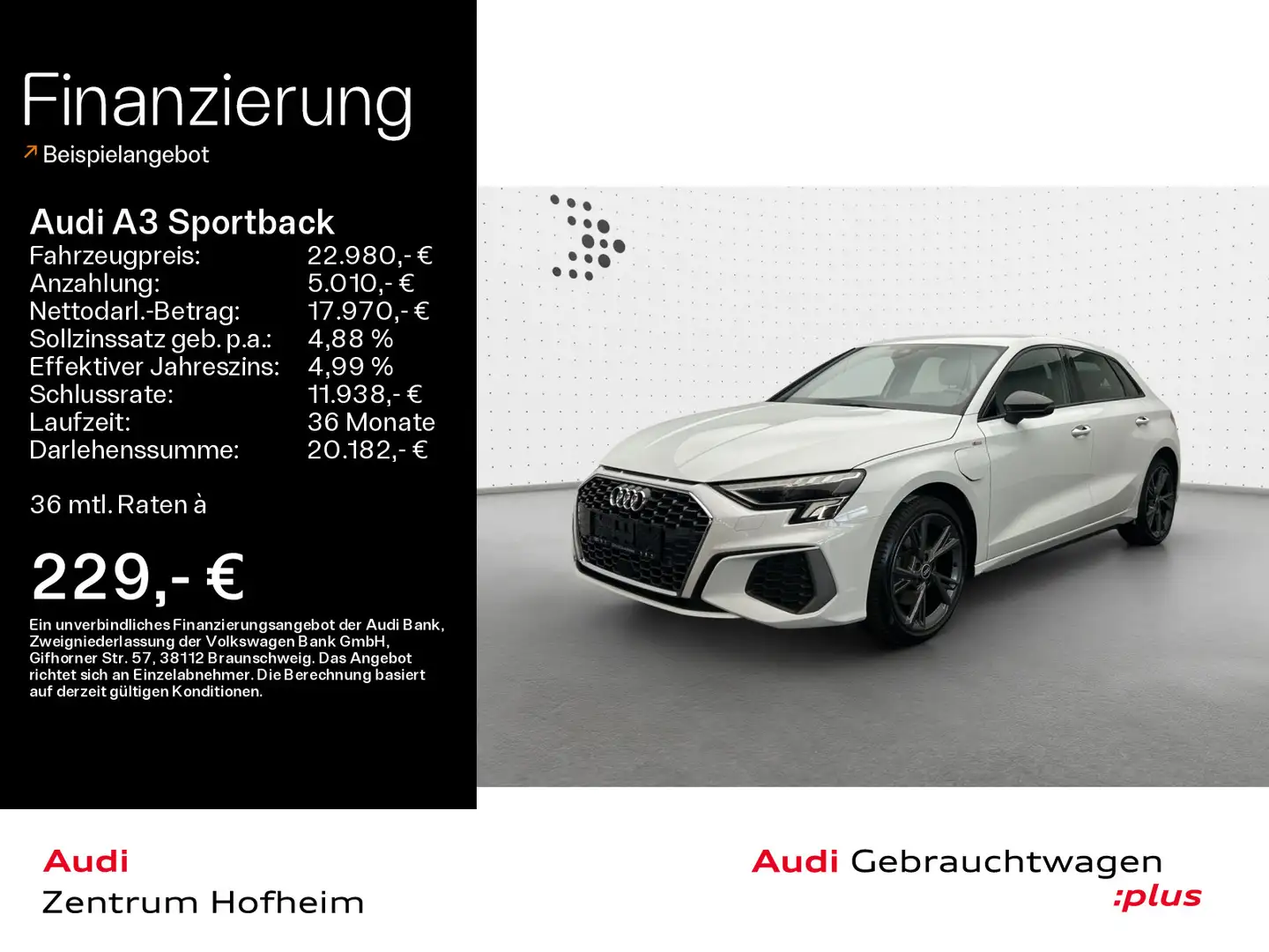 Audi A3 40 TFSIe S line S tro*HUD*LED*Virtu Blanco - 1
