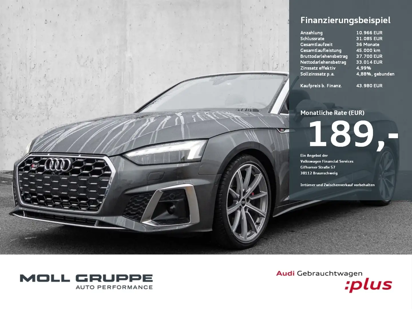 Audi S5 Cabriolet TFSI tiptronic Head UP el.Sitze Grau - 1