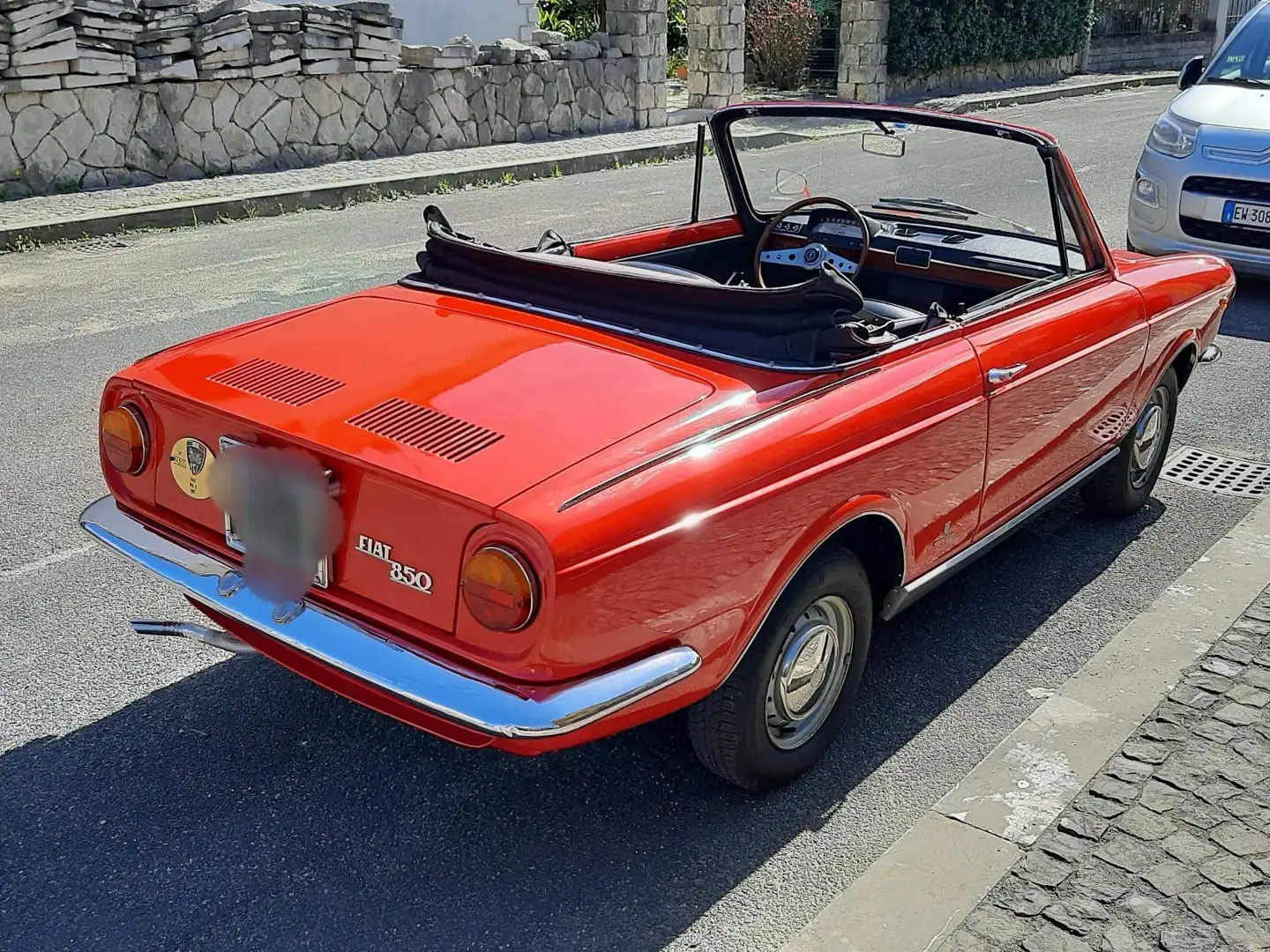 Fiat 850 vignale spider vettura numerata cabrio targa oro Rouge - 2