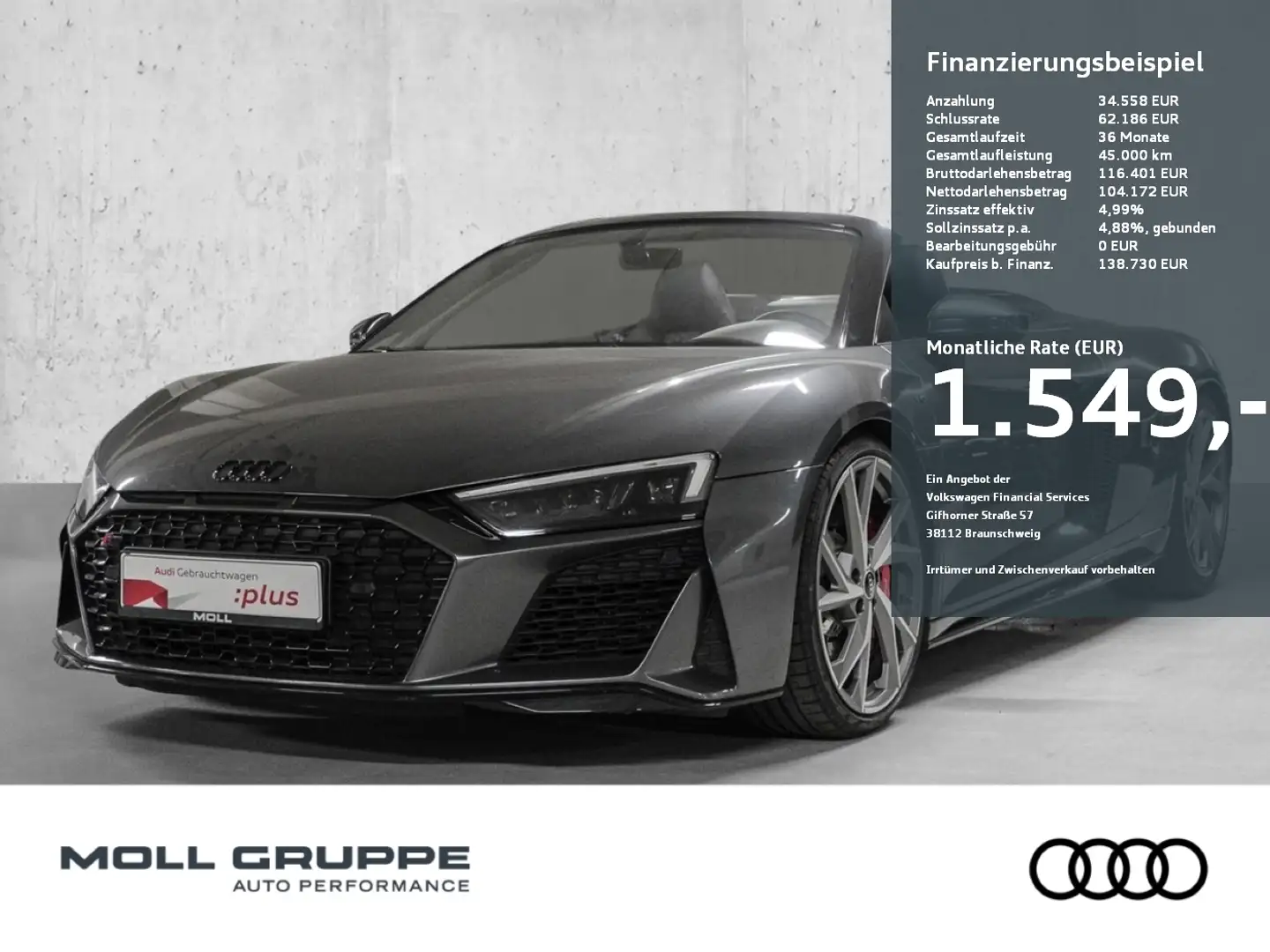 Audi R8 Spyder V10 performance quattro S tronic NAVI Grigio - 1