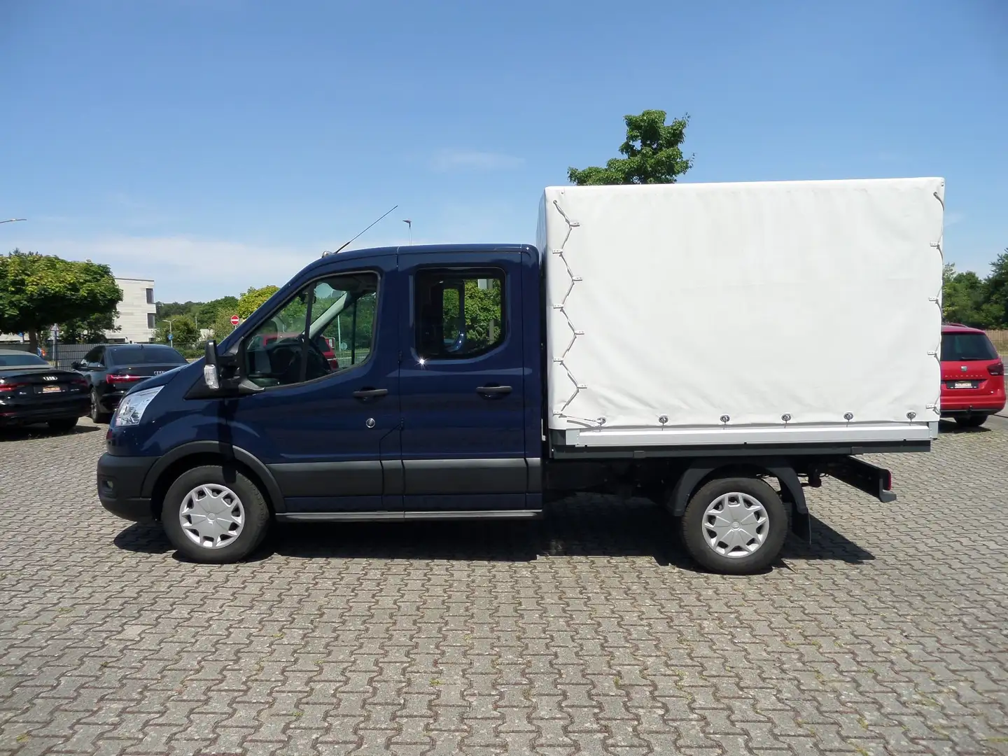 Ford Transit 350 L2 DoKa+Pritsche/Plane+7-Sitz+Klima+Allrad 4x4 Bleu - 1