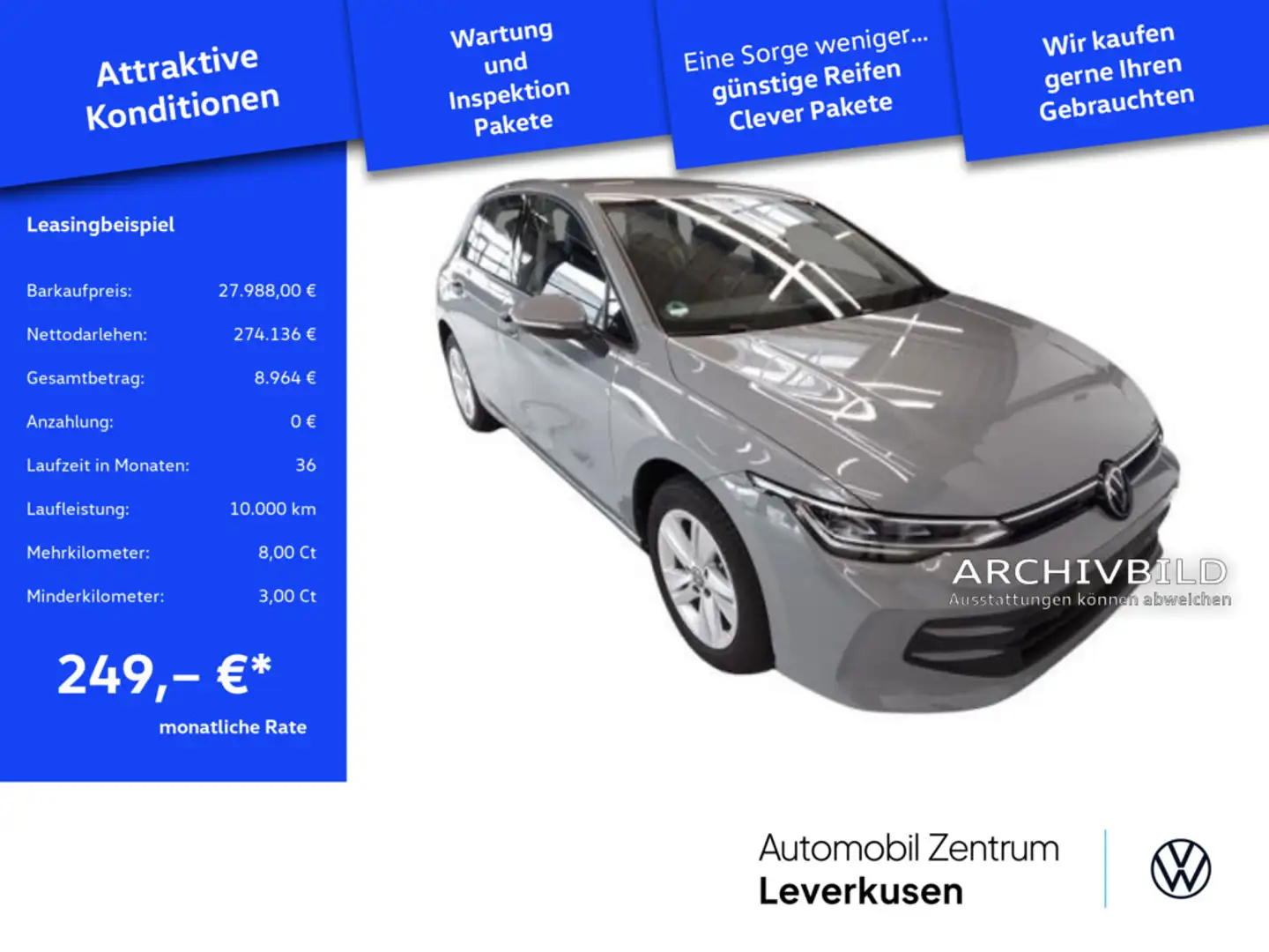 Volkswagen Golf VIII Goal DSG VIRT KAM SHZ PDC ACC Grau - 1