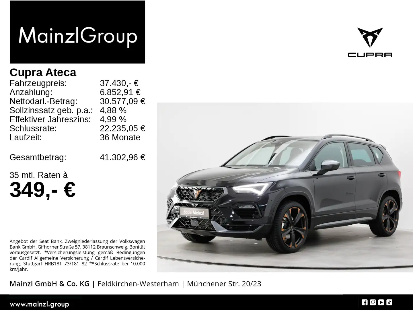 SEAT Ateca 1.5 TSI DSG ACC AHK 360° SHZ Pano Beats Schwarz - 1
