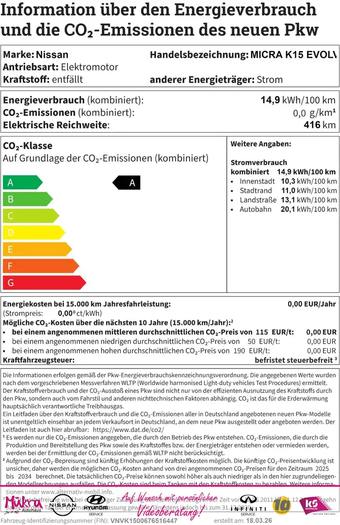 Nissan Micra K15 EVOLVE 52 kWh 150PS AT RFK PDC ProPILOT Klima Weiß - 1