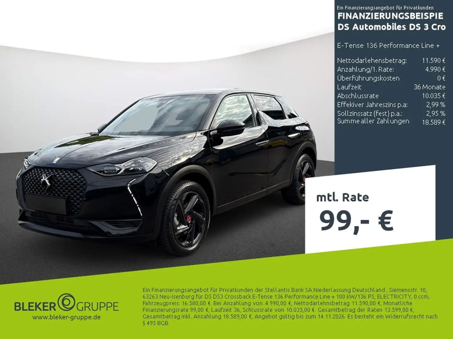 DS Automobiles DS 3 Crossback E-Tense 136 Performance Line + Negru - 2