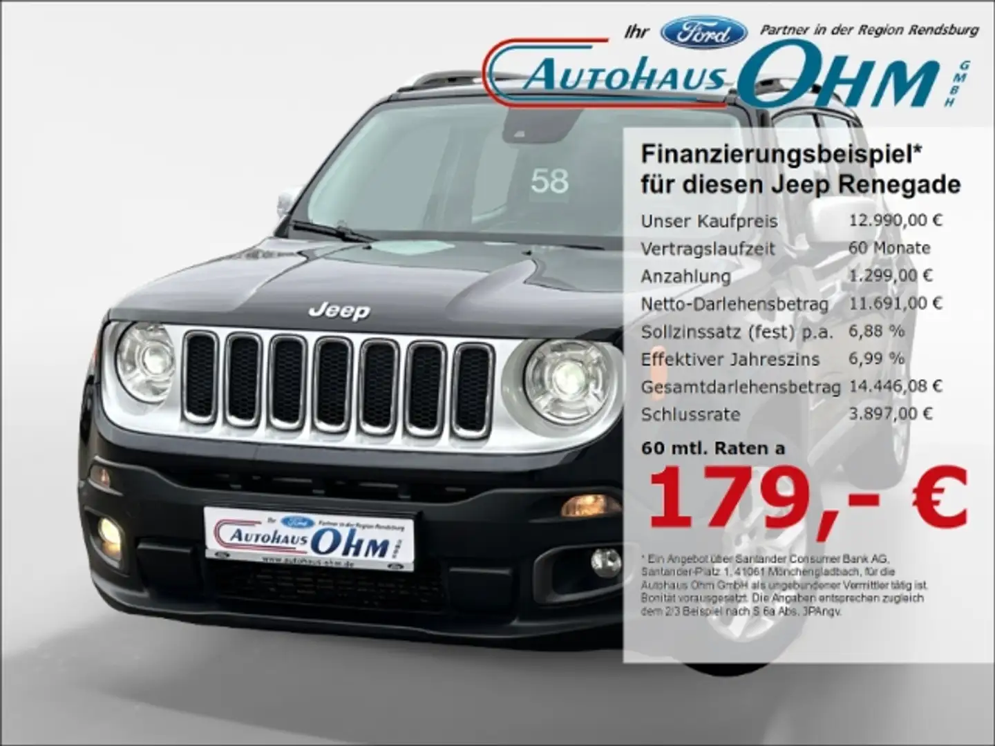 Jeep Renegade Limited FWD 1.4 MultiAir - Navi - PDC - Zwart - 1