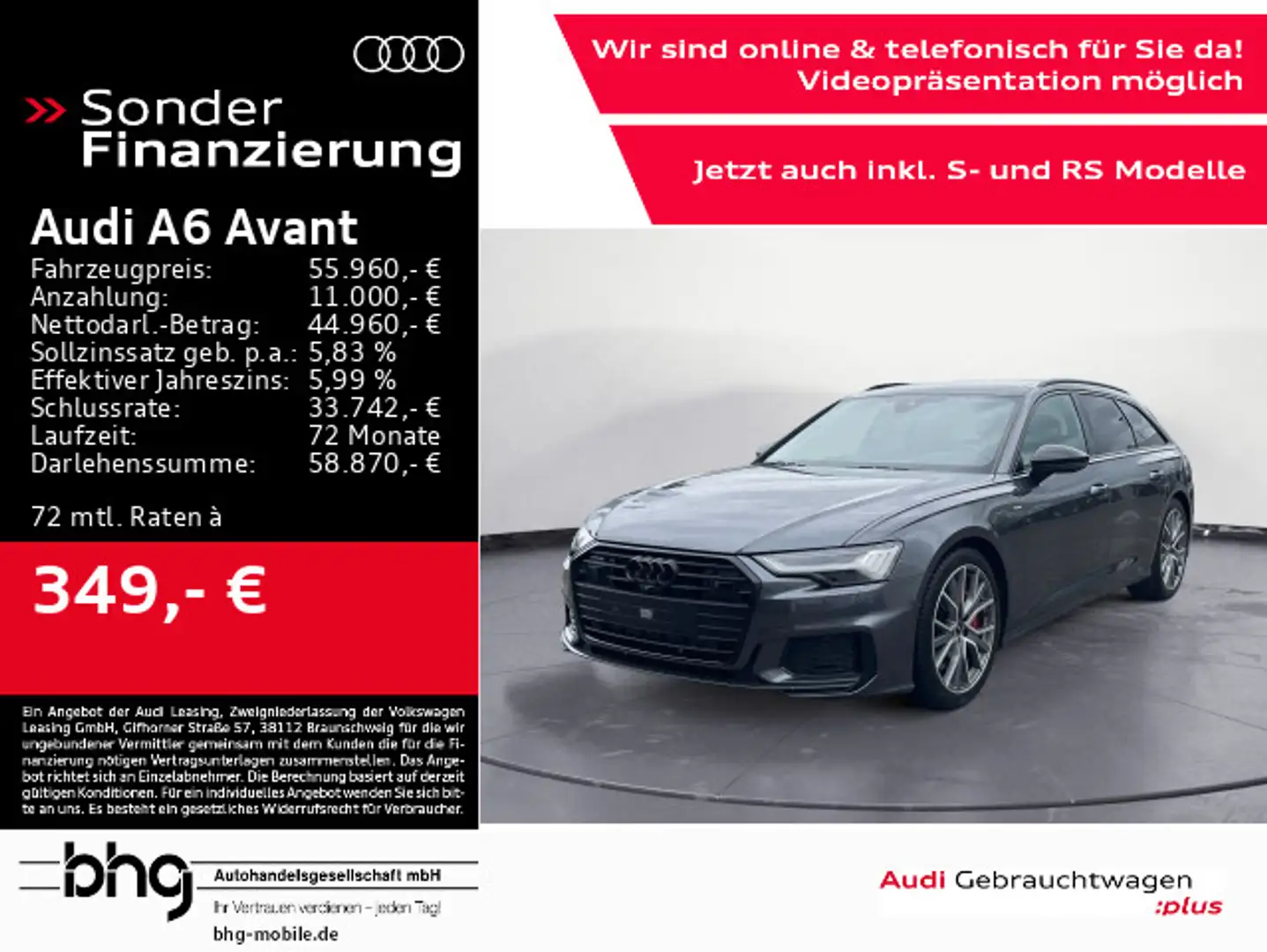 Audi A6 55 TFSI e quattro S tronic sport HUD PA Grau - 1