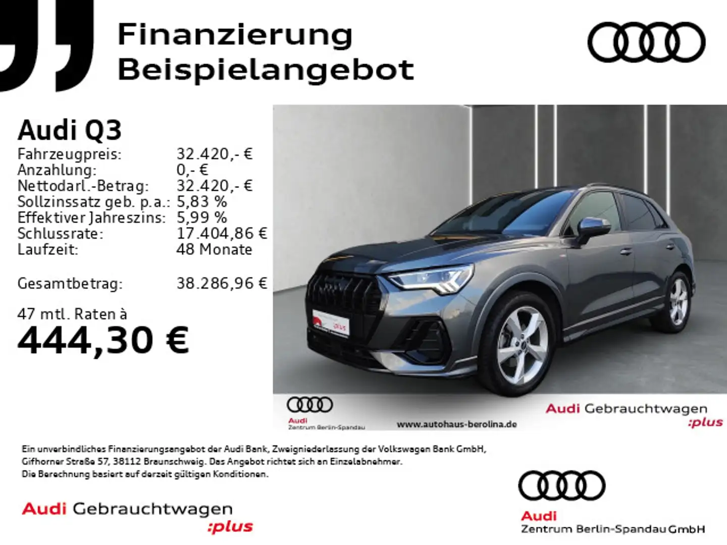 Audi Q3 35 TDI S line S tro. *Black*NAV+*ACC*R-CAM** Gris - 1