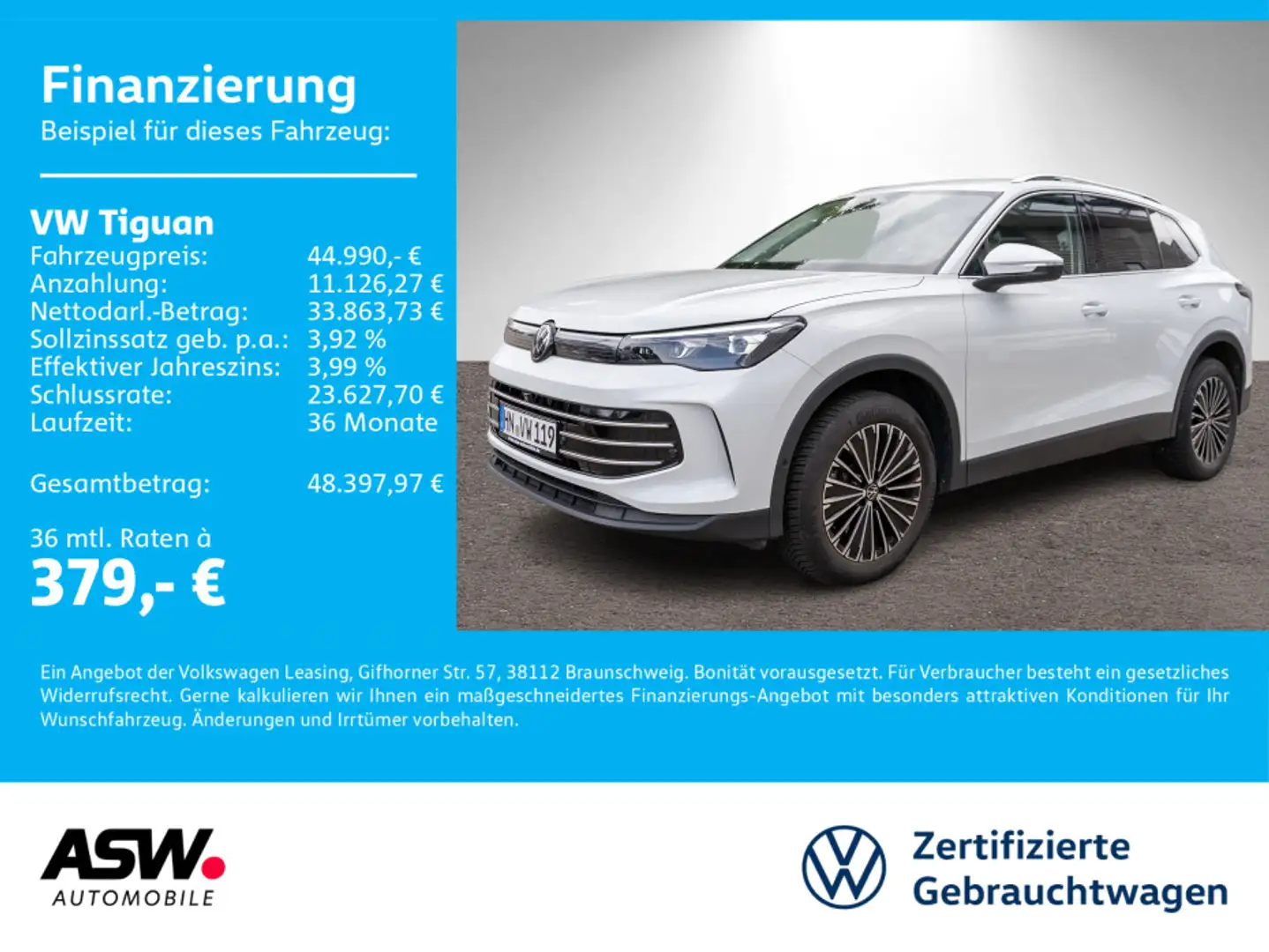 Volkswagen Tiguan Elegance 4M 2.0 TDI DSG LED Navi 360° AHK Weiß - 1