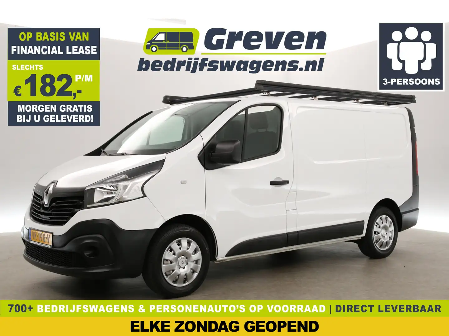 Renault Trafic 1.6 dCi T27 L1H1 Airco Cruise Navigatie PDC 3 Pers Wit - 1