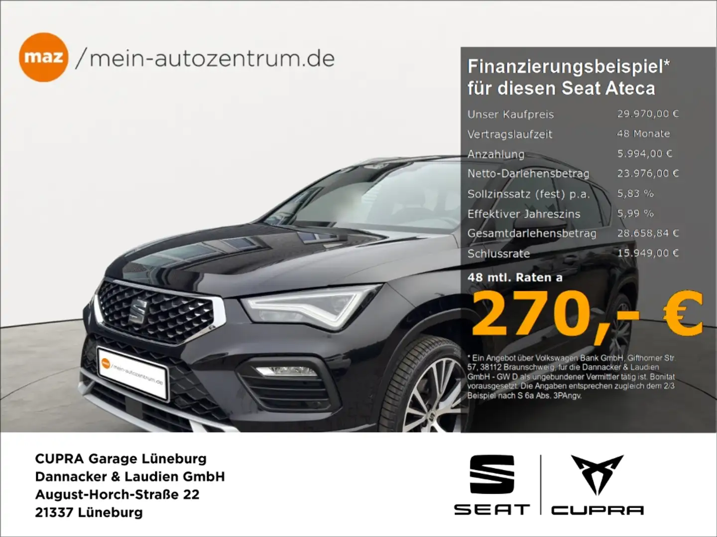SEAT Ateca 2.0 TSI Xperience 4Drive Alu LED Pano Beats Navi A Schwarz - 1