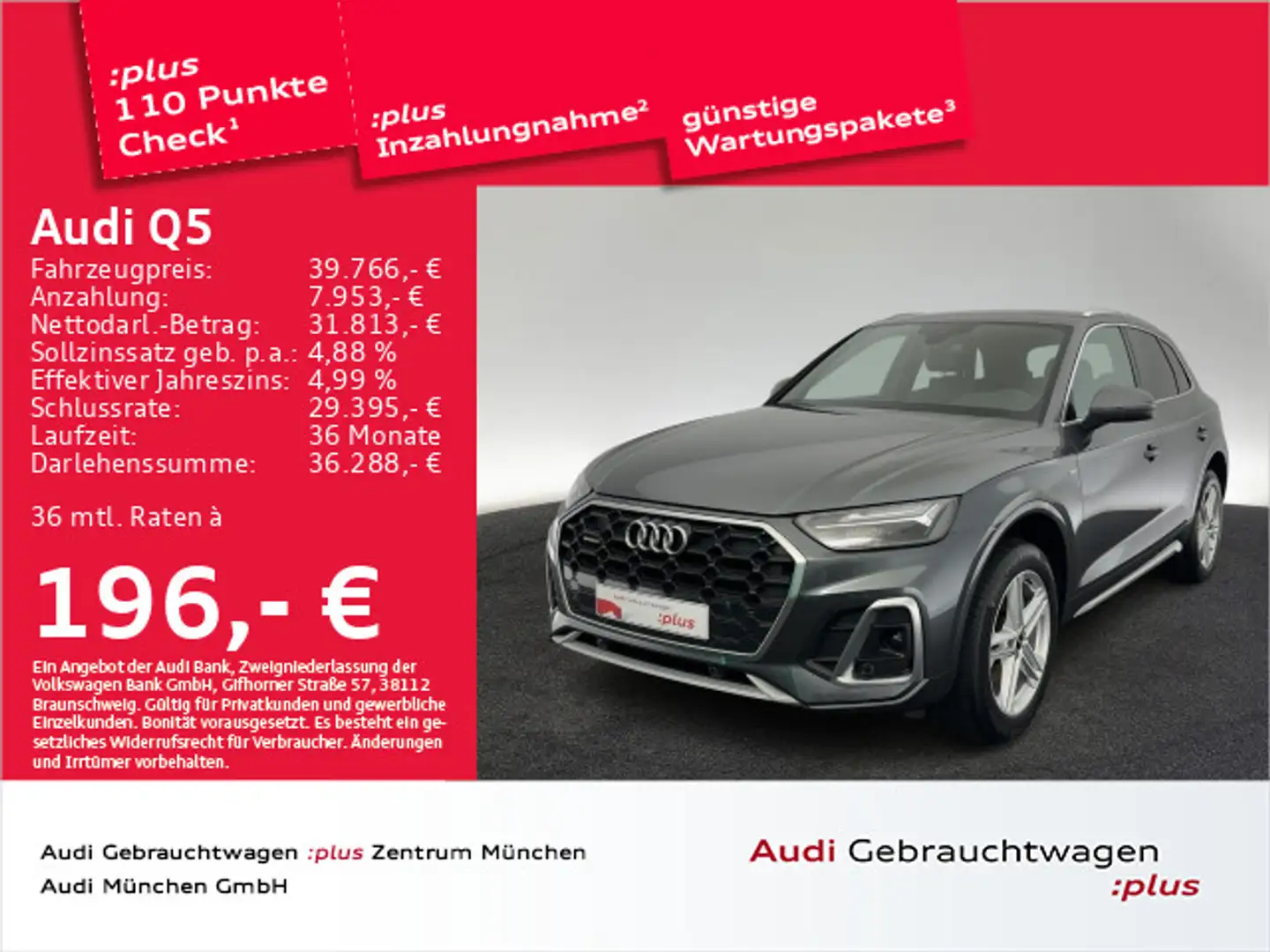 Audi Q5 40 TDI qu. S tronic 2x S line AHK/Navi+/Kamer Grau - 1