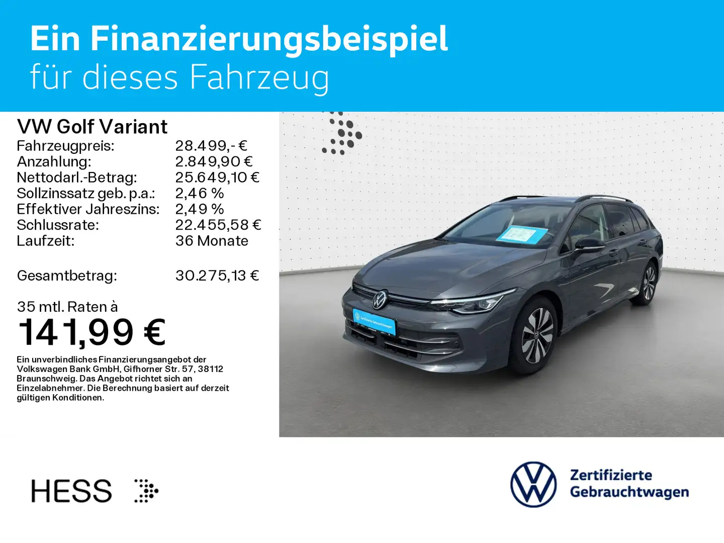 Volkswagen Golf Variant Golf VIII Variant 1.5 eTSI DSG GOAL*LED*AHK*KAME Grau - 2