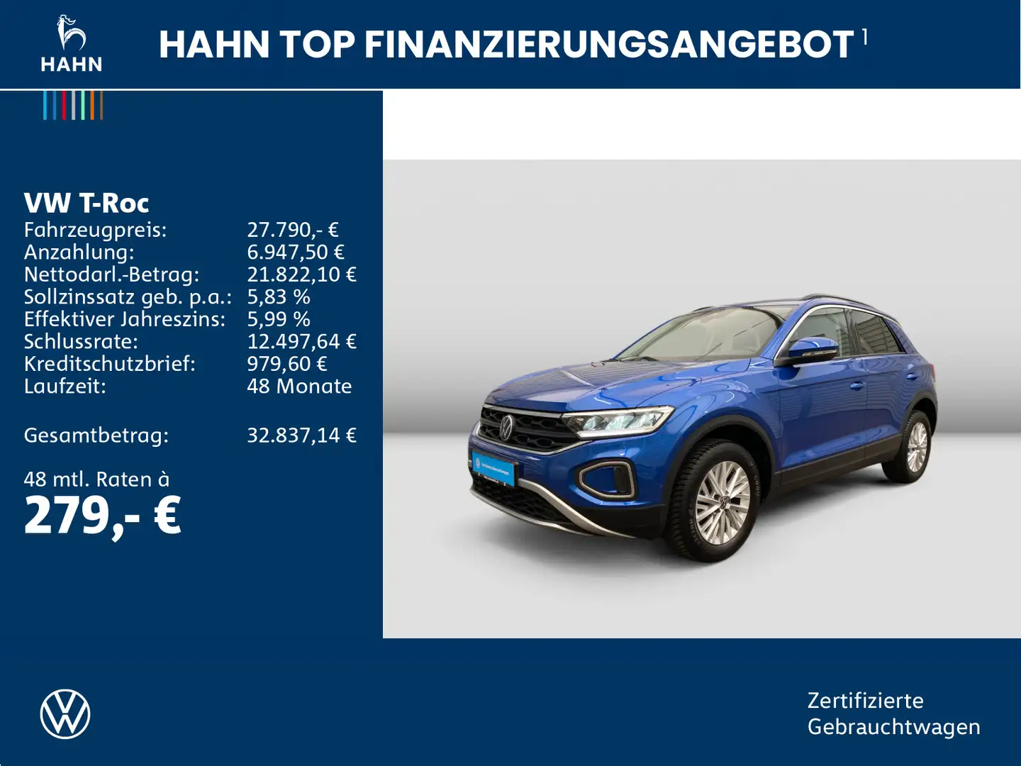 Volkswagen T-Roc 1.5TSI DSG Life ACC Cam LED Navi Standheiz Blau - 2