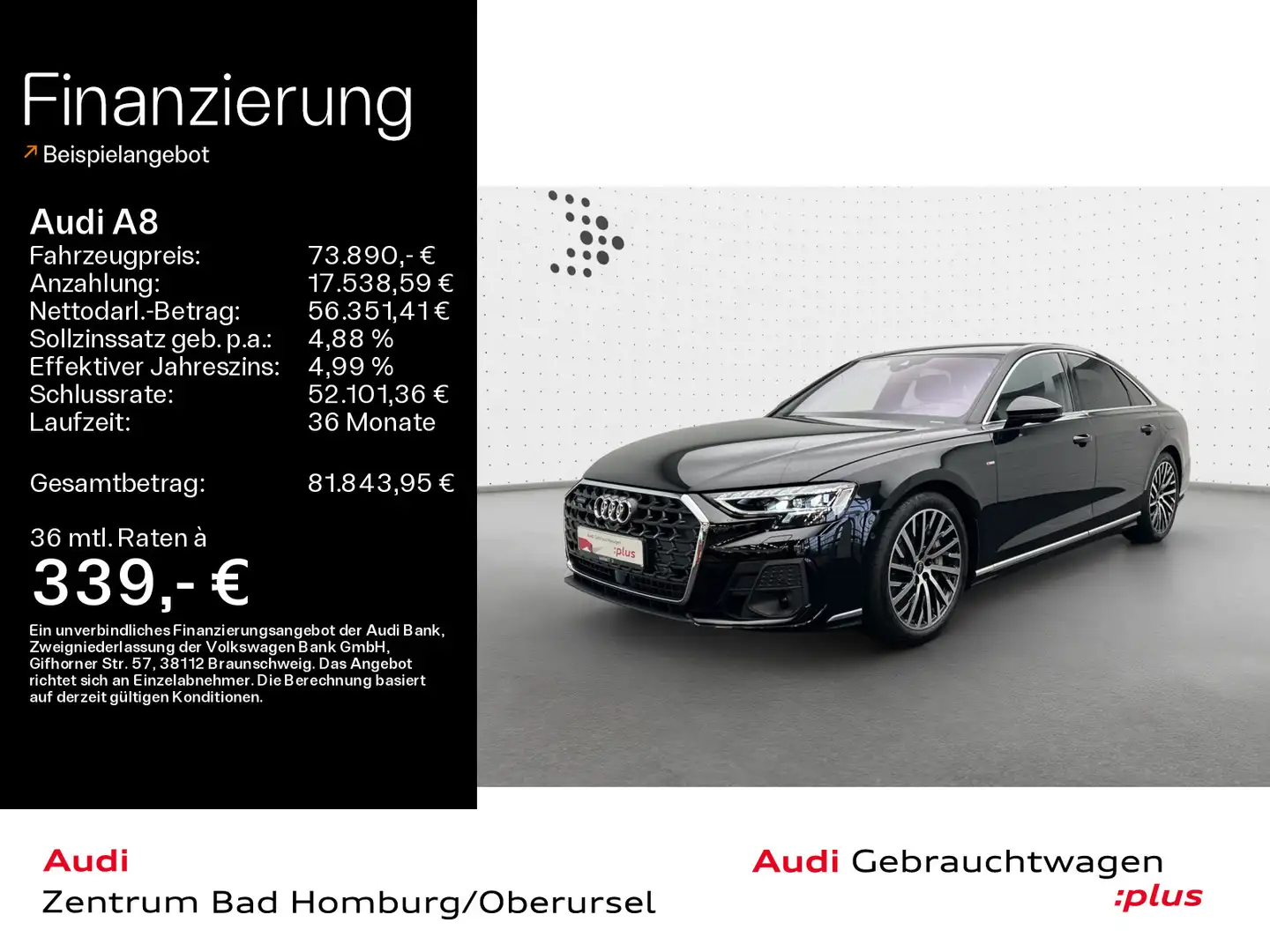 Audi A8 60 TFSI e quattro S line*Navi*Matrix*Alu*B&O* Noir - 1
