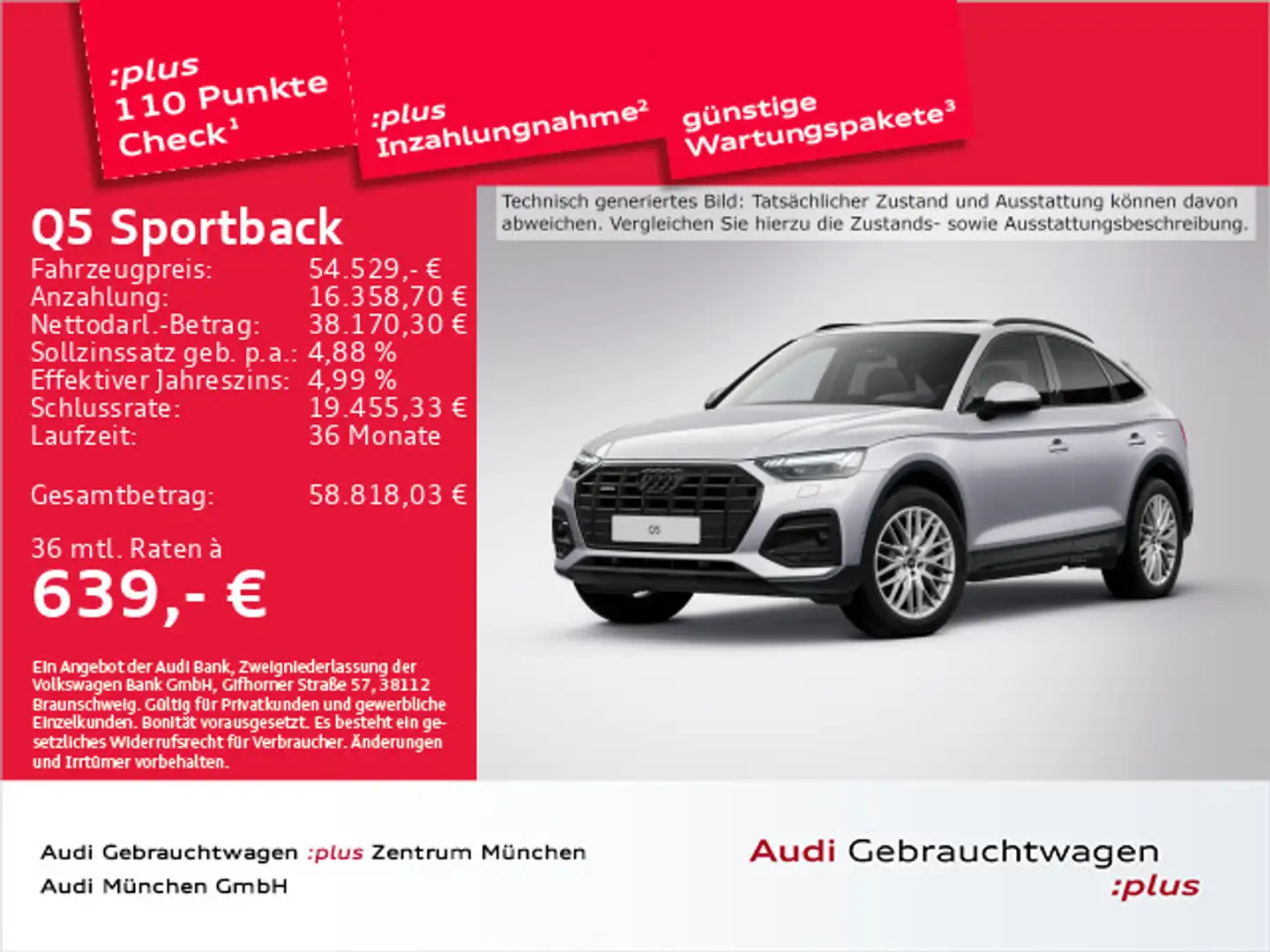 Audi Q5 50 TFSI e qu. advanced Pano/AHK/Mat Silber - 1