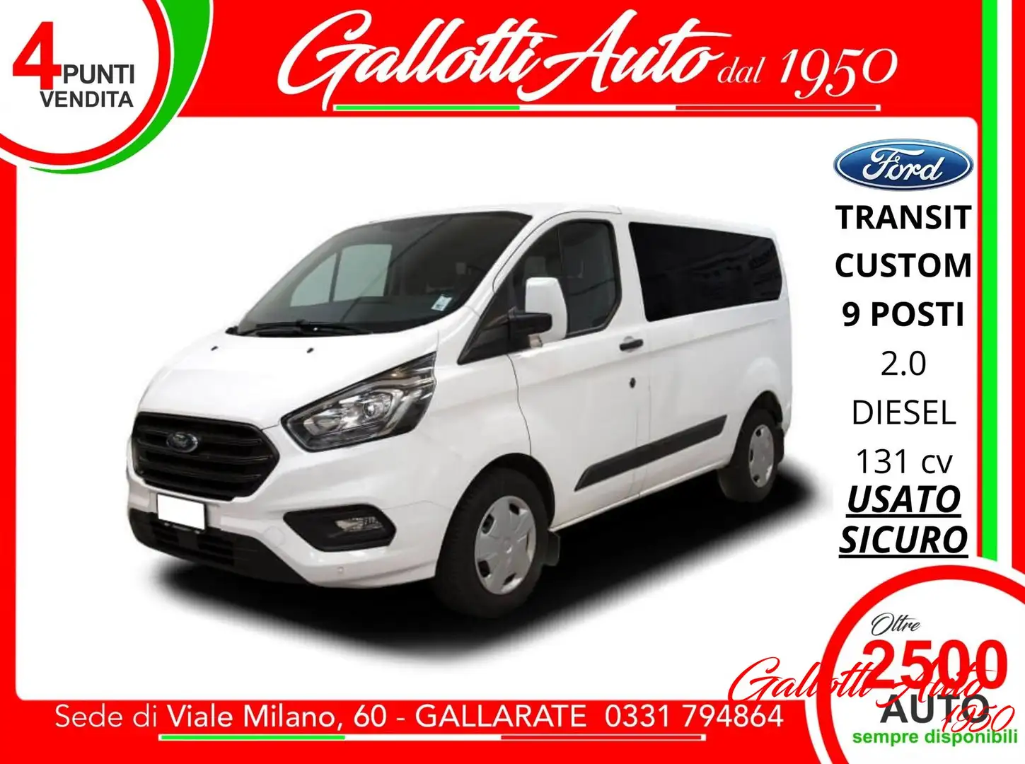 Ford Transit Custom 2.0 130cv Combi 9 POSTI + IVA - 1