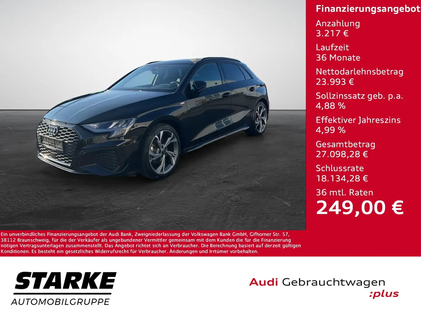 Audi A3 Sportback 30 TFSI S tronic S line Noir - 1