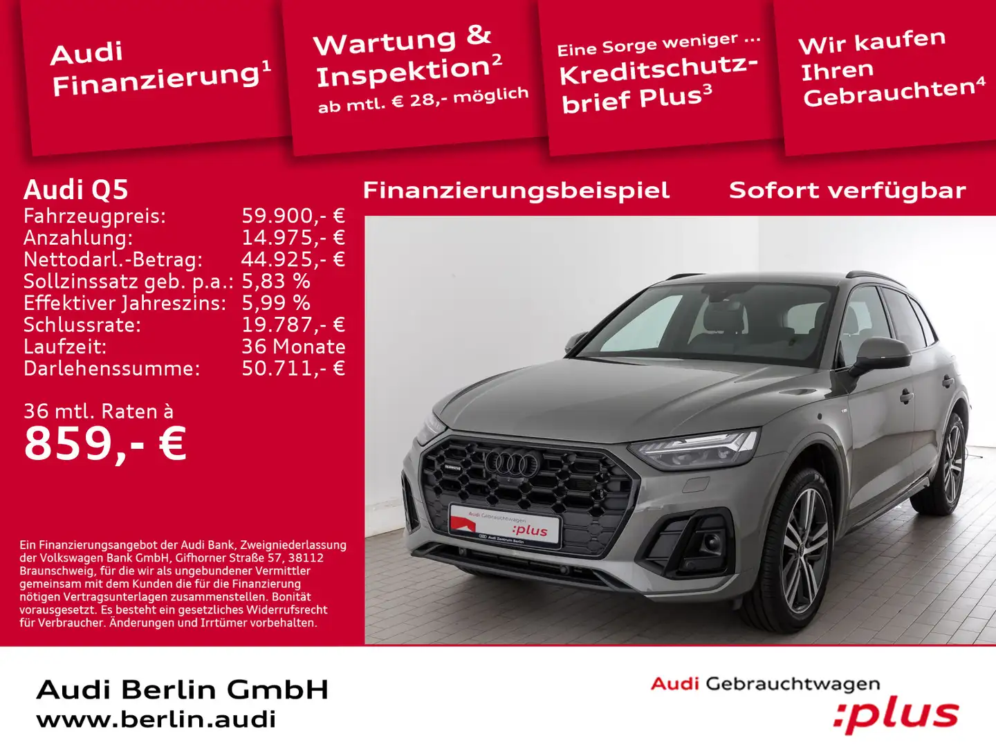 Audi Q5 S line 50 TFSI e qu.S tr. AHK 360°K ACC Grey - 1