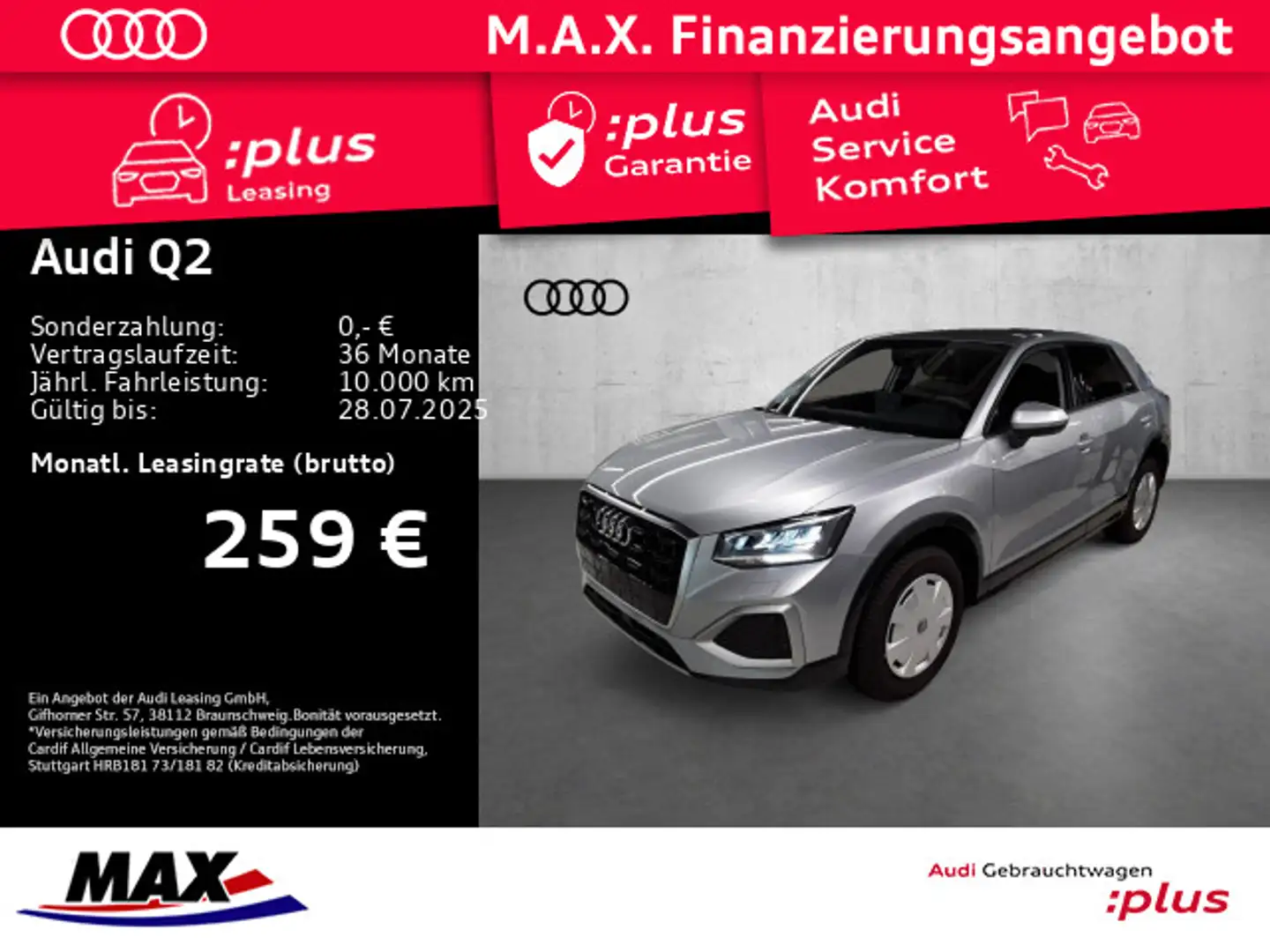 Audi Q2 35 TFSI ADVANCED LED+NAVI+AHK+ALU+V COCKPIT Silber - 1