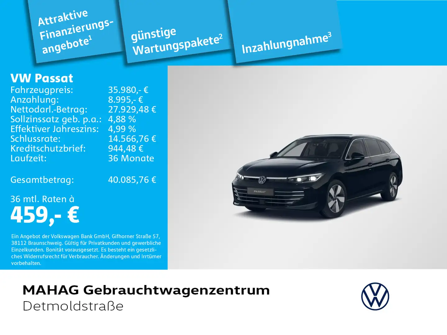 Volkswagen Passat 2.0 TDI ELEGANCE Navi IQ.LIGHT AHK 360° E Schwarz - 1