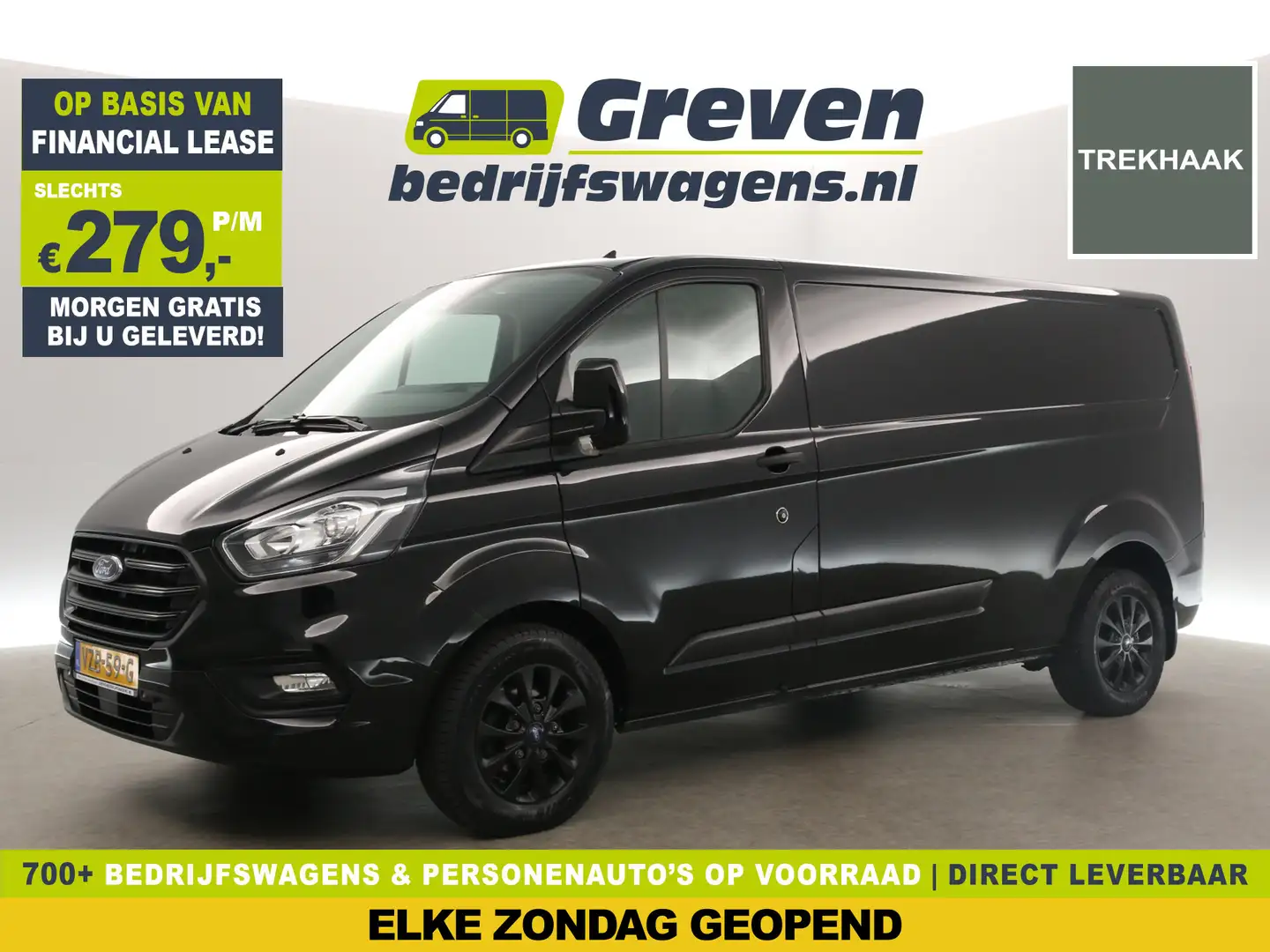 Ford Transit Custom 300 2.0 TDCI L2H1 Airco Cruise LED 3 Persoons 16"L Zwart - 1