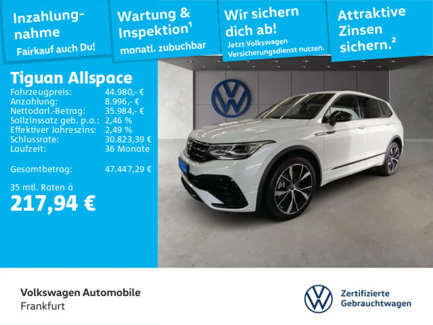 Volkswagen Tiguan Allspace 2.0 TSI R-Line 4Motion Navi AHK Weiß - 1