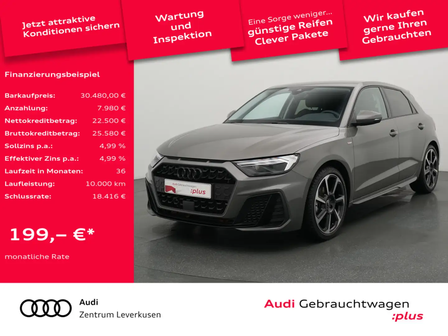 Audi A1 Sportback S line S-TRON ACC VIRT CARPLAY K Grau - 1