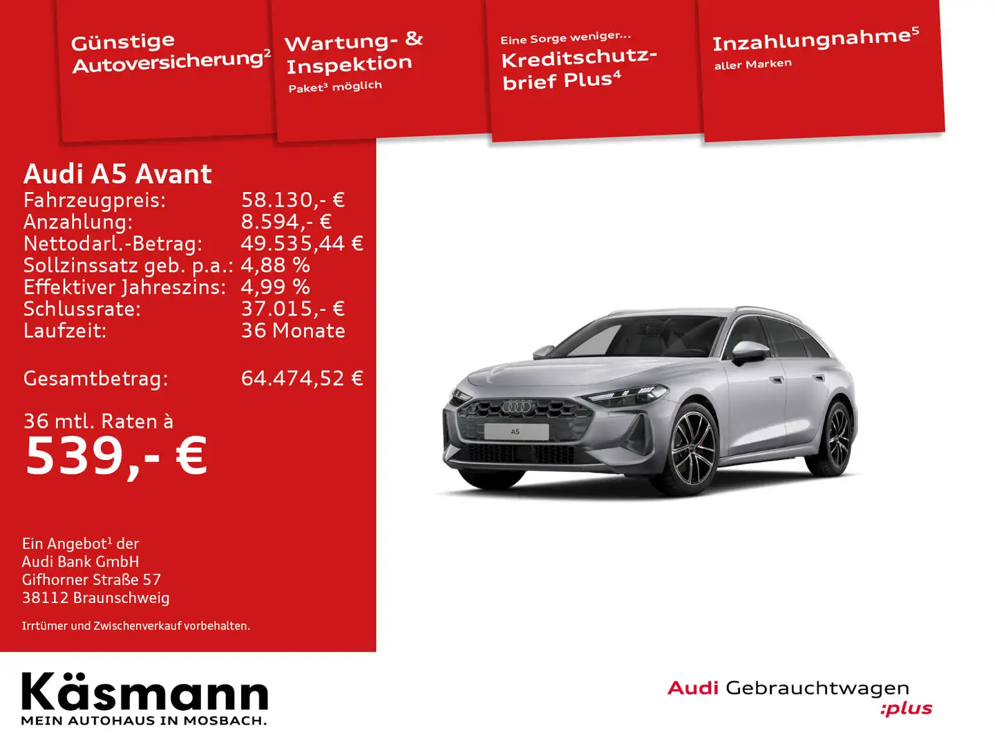 Audi A5 TFSI qu MATRIX AHK NAV 360° SHZ ACC Silber - 1