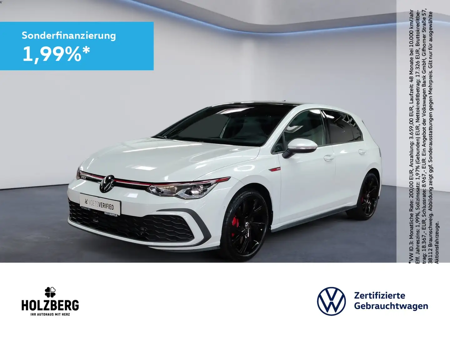 Volkswagen Golf VIII 2.0 TSI GTI DSG LEDER+PANO+REAR-VIEW+HuD+AHK Weiß - 1