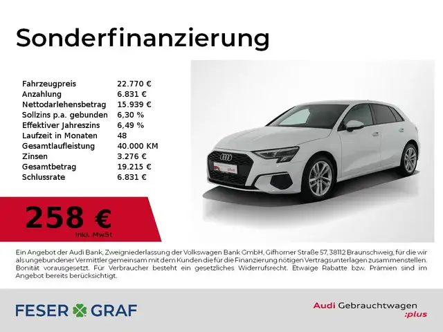 2023 Audi A3 in White for sale