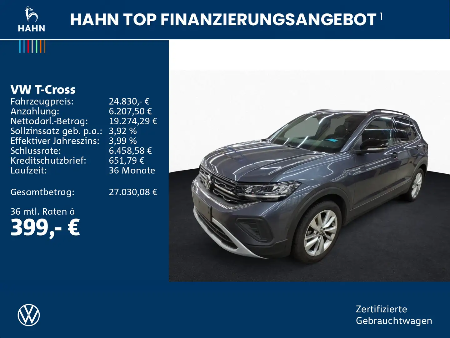 Volkswagen T-Cross 1.0TSI DSG Goal LED Navi AHK ACC Sitzhzg Grau - 2