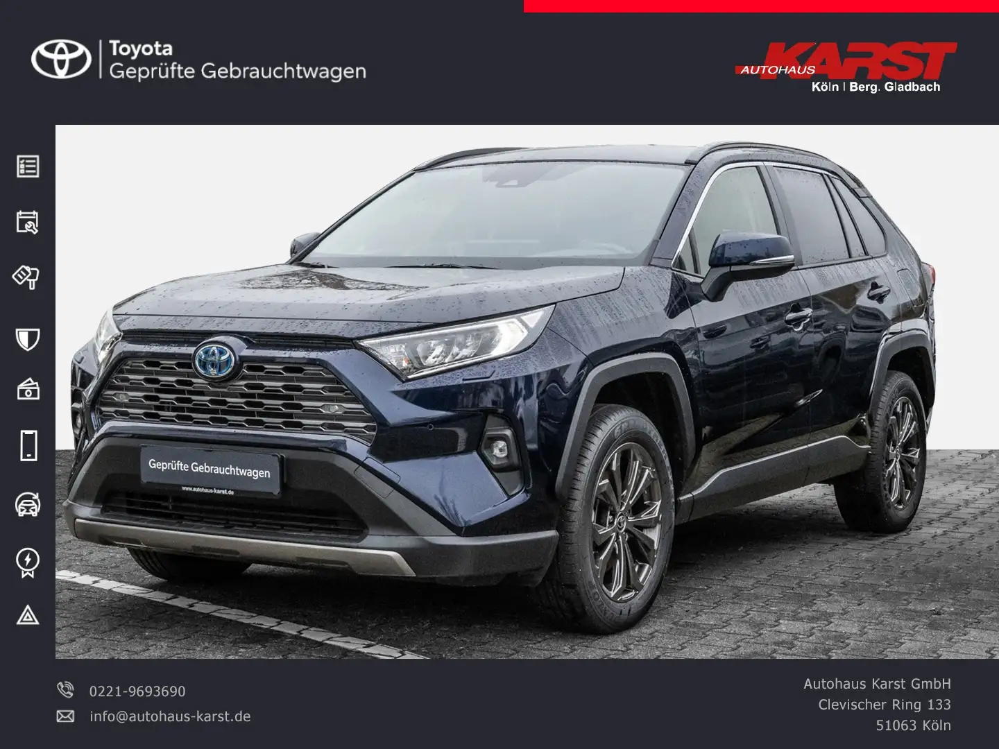 Toyota RAV 4 RAV4 2.5l Hybrid *Wenig KM*, el. Heckkl., PDC Blau - 1