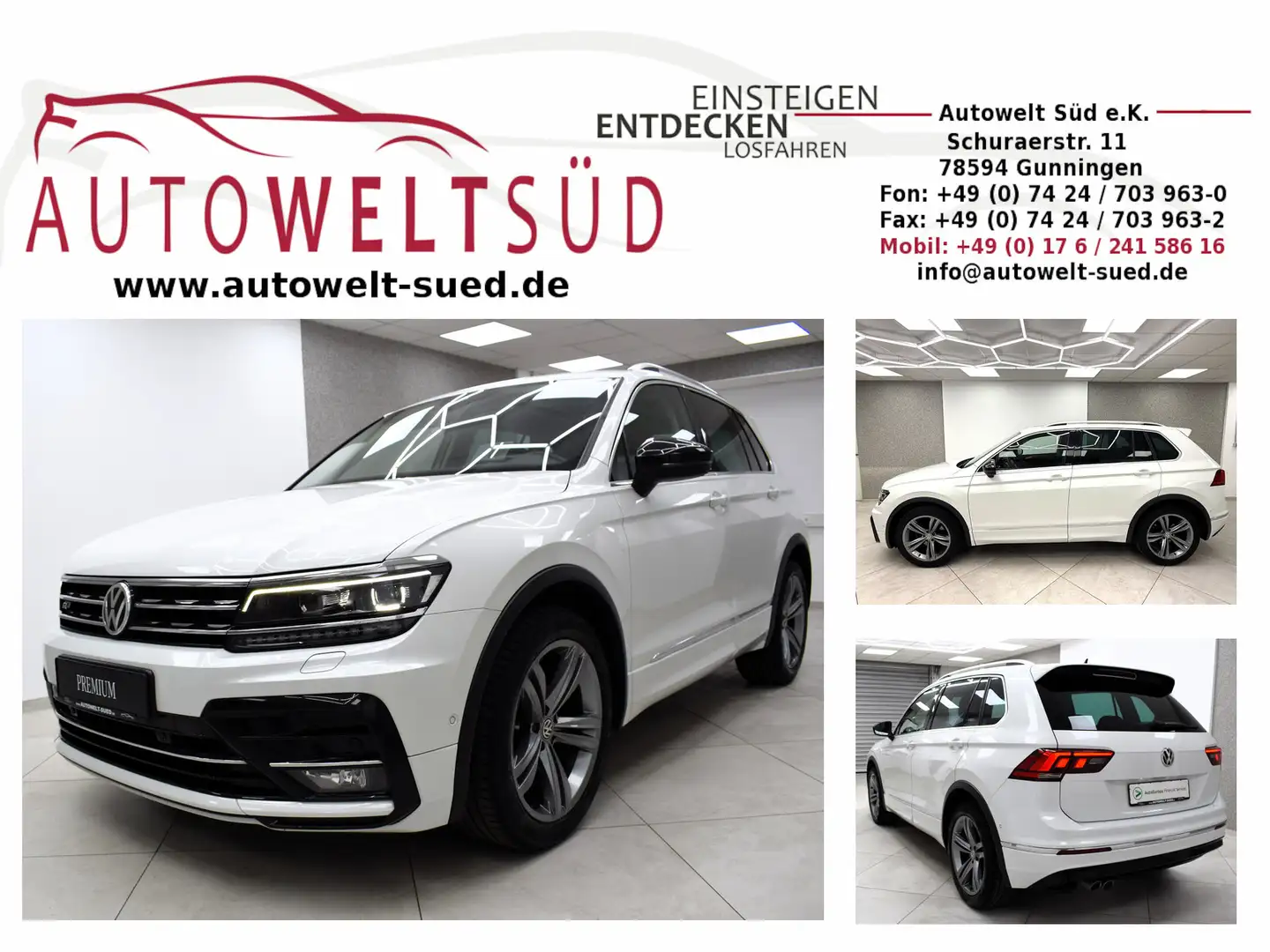 Volkswagen Tiguan 2.0 TDI DSG R Line Sport IQ Drive HUD ACC AHK Matr Blanc - 1
