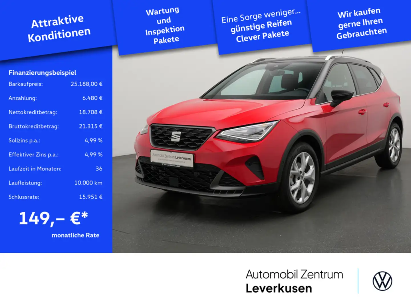 SEAT Arona FR DSG ACC AHK VIRT CARPLAY SHZ PORT NA Rot - 1