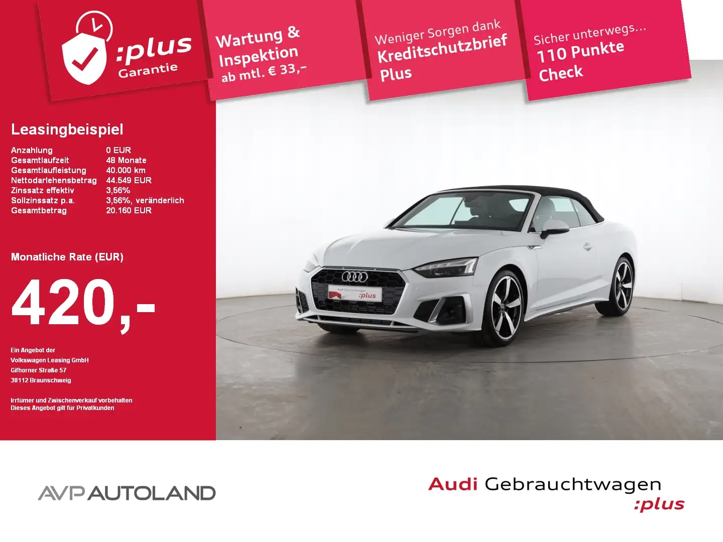 Audi A5 Cabriolet 35 TFSI S tronic S line AHK Weiß - 1