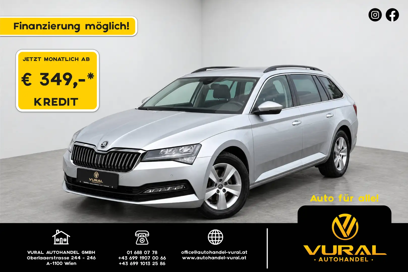 Skoda Superb 2.0TDI DSG COMBI | NAVI | LED | ACC | Lane Assist | 1.Besitzer | Grau - 1