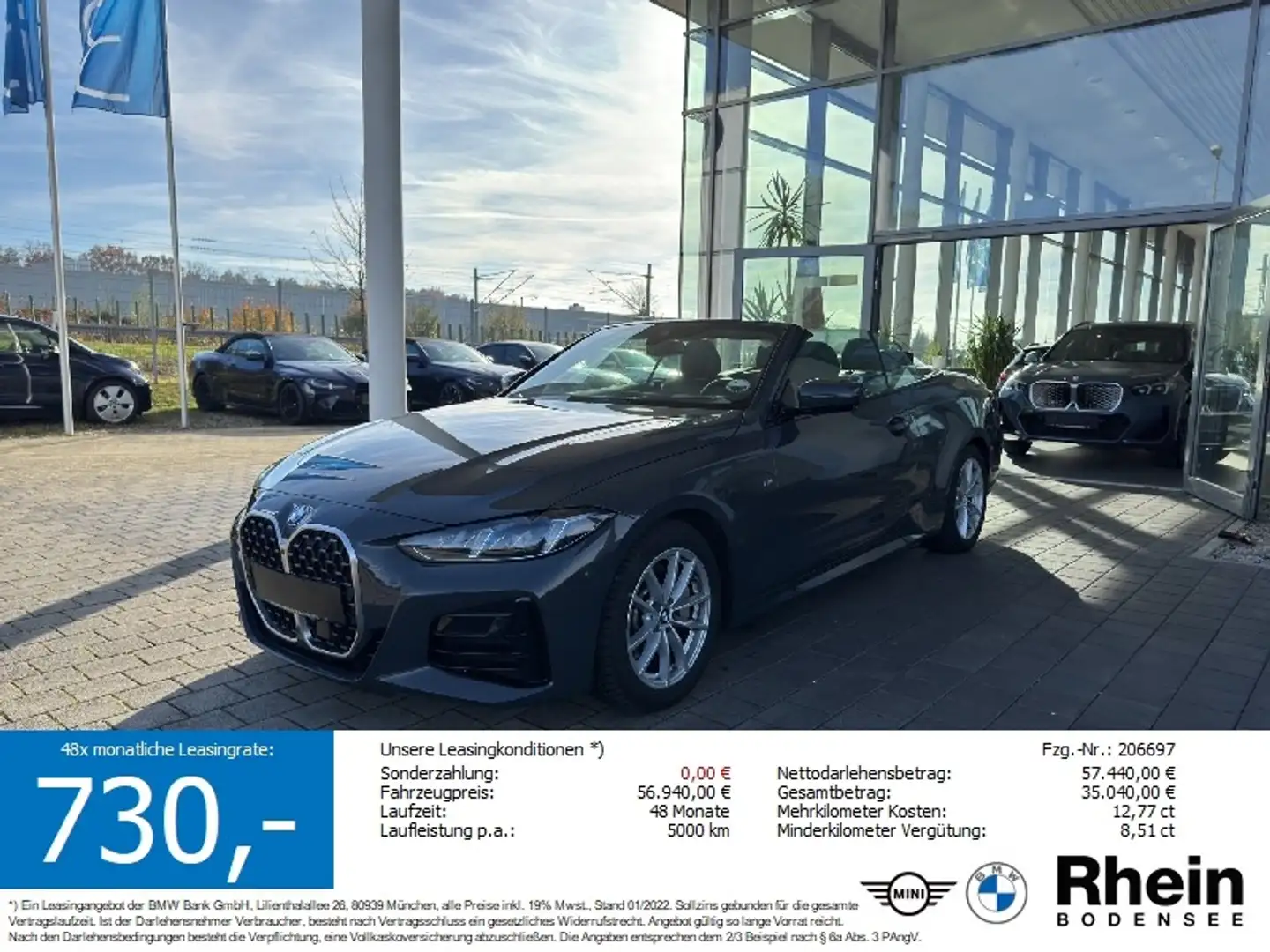 BMW 430 i xDrive Cabrio M Sport ACC H&K 360° LH Grau - 1