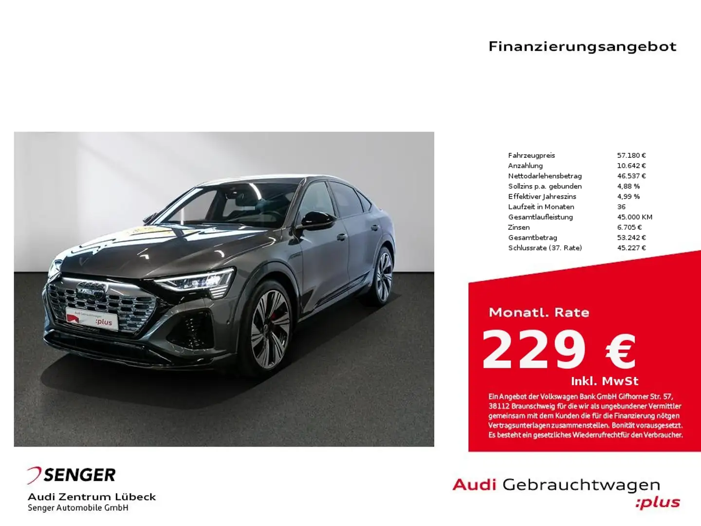 Audi Q8 e-tron Sportback 55 S line Matrix Air Sus B&O Grau - 1