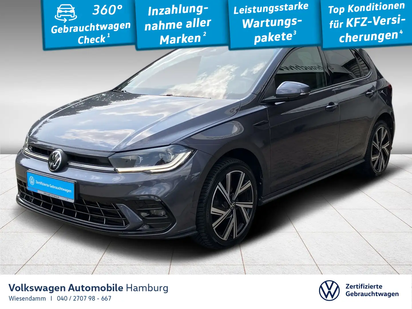 Volkswagen Polo 1.0 TSI R-Line DSG Kamera LED Sitzhzg Grau - 1