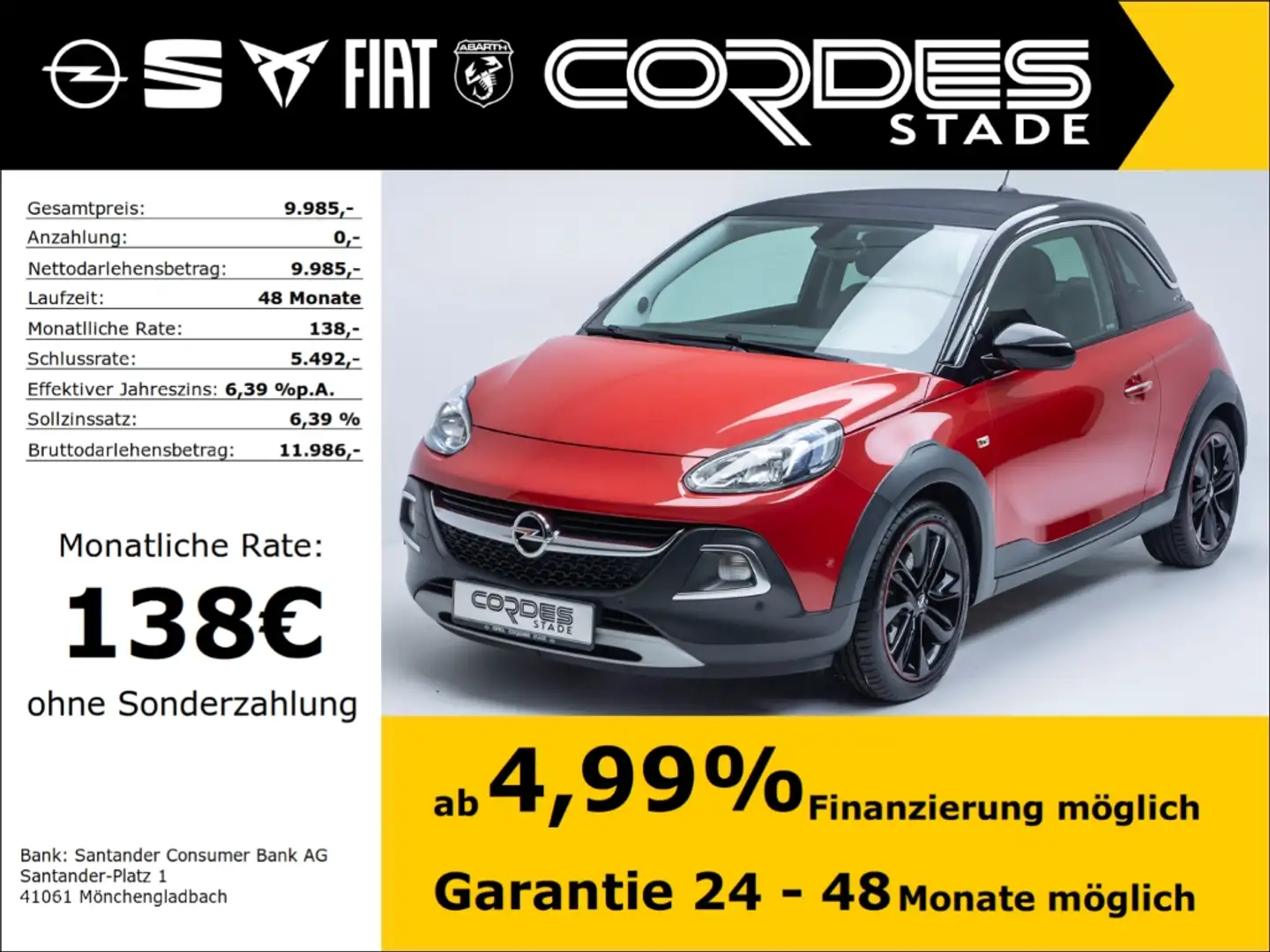 Opel Adam Rocks ecoFlex 1.0 Klima PDC v&h Freisprech (107) Rot - 1